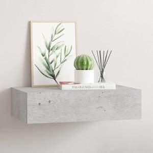 [330251] Półka ścienna z szufladą, szarość betonu, 40x23,5x10 cm, MDF
