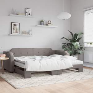 [3197660] Sofa rozsuwana z materacami, kolor taupe, 100x200 cm, tkanina