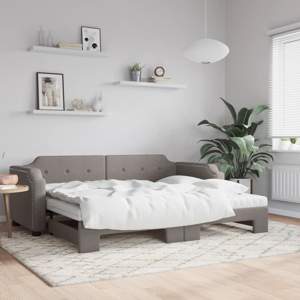 [3197655] Sofa rozsuwana z materacami, kolor taupe, 90x200 cm, tkanina