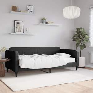 [3196810] Sofa z materacem, czarna, 90x190 cm, tkanina