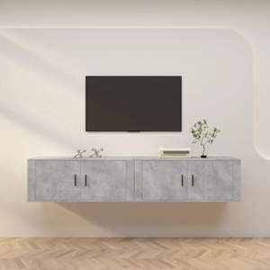[3188370] Wiszące szafki TV, 2 szt., szarość betonu, 100x34,5x40 cm