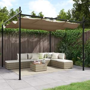[360115] Pergola ze zwijanym dachem, taupe, 295x292x230 cm