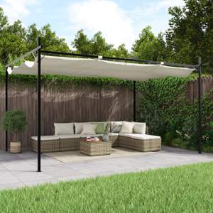 [360117] Pergola ze zwijanym dachem, kremowa, 395x292x230 cm