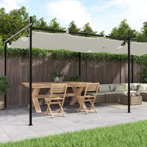 [360120] Pergola ze zwijanym dachem, kremowa, 589x292x230 cm