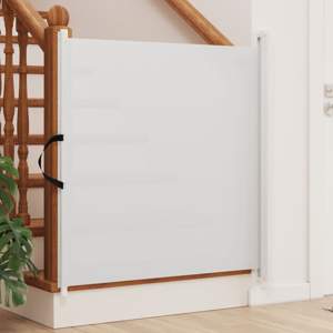 [4004130] Rozsuwana bramka dla zwierząt, biała, 117,5x125 cm