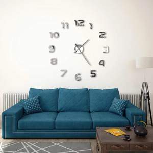 [50634] Zegar ścienny 3D, nowoczesny design, 100 cm, XXL, srebrny