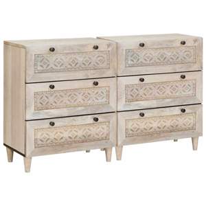 [3310070] Bufet 2 szt. 120 x 33,5 x 75 cm lite drewno mango Biały