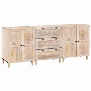 [3310071] Bufet 3 szt. 180 x 33,5 x 75 cm lite drewno mango Biały