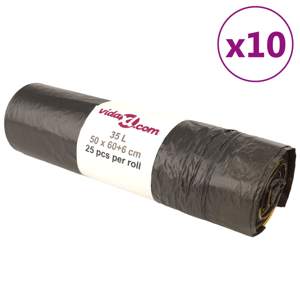 [155342] Worki na śmieci, ściągane taśmą, 250 szt., czarne, 35 L