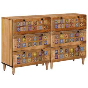 [3310094] Bufet 2 szt. 60 x 33 x 75 cm Drewno z mango Naturalny