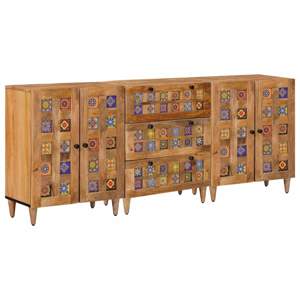 [3310095] Bufet 3 szt. 60 x 33,5 x 75 cm Drewno z mango Naturalny