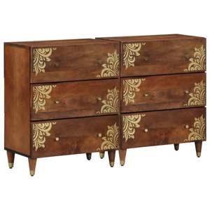 [3310145] Bufet 2 szt. 60 x 33 x 75 cm Drewno z mango miodowy brąz