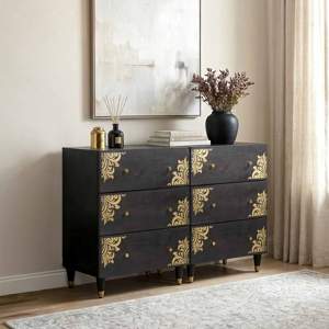 [3310157] Bufet 2 szt. 60 x 33 x 75 cm Drewno z mango Czarny