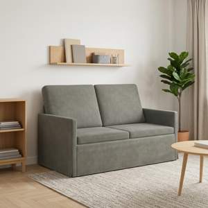 [42041067] Sofa dwuosobowa jasnoszary 130 x 81 x 82 cm Tkanina sztruksowa
