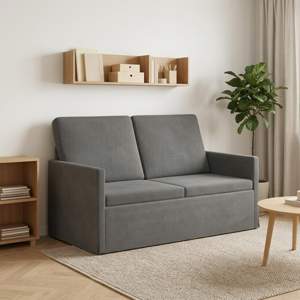 [42041068] Sofa dwuosobowa ciemnoszary 130 x 81 x 82 cm Tkanina sztruksowa
