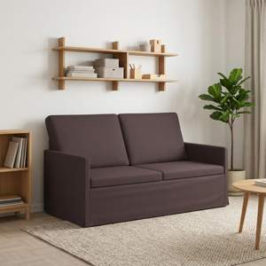 [42041077] Sofa dwuosobowa Ciemny brąz 150 x 81 x 82 cm tkanina
