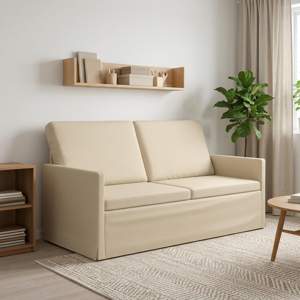 [42041080] Sofa dwuosobowa kremowy 150 x 81 x 82 cm tkanina