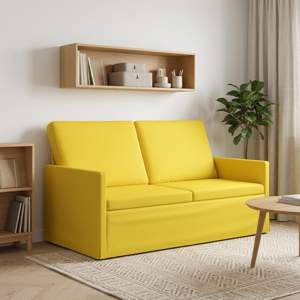 [42041082] Sofa dwuosobowa Jasnożółty 150 x 81 x 82 cm tkanina