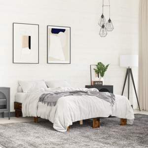 [845859] Rama łóżka, przydymiony dąb, 140x200cm, materiał drewnopochodny