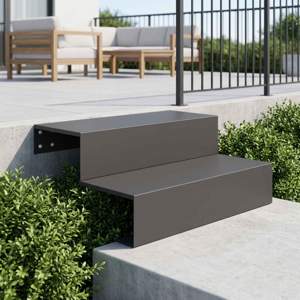 [8016946] 2-stopniowe schody ogrodowe 80,5 x 56,5 x 34 cm Stal Czarny