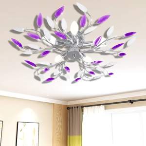 [241477] Lampa sufitowa, 5 żarówek E14, fioletowa/biała