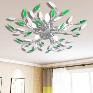 [241478] Lampa sufitowa, 5 żarówek E14, zielono-biała