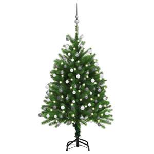 [3077725] Sztuczna choinka z lampkami i bombkami, 120 cm, zielona
