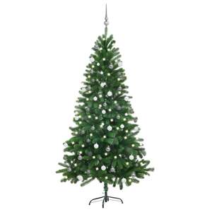 [3077727] Sztuczna choinka z lampkami i bombkami, 180 cm, zielona