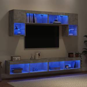 [3216707] 6-częściowy zestaw mebli TV z LED, szarość betonu
