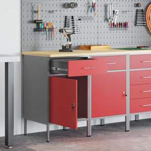 [3321361] Szafka robocza 2 szt. Czerwony i Szary 100 x 55 x 85 cm