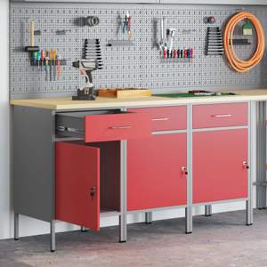 [3321367] Szafka robocza 3 szt. Czerwony i Szary 150 x 55 x 85 cm