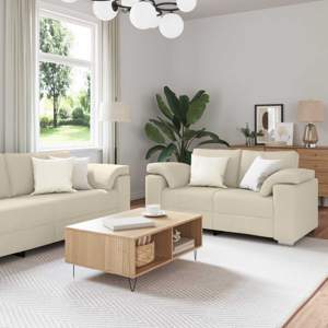[3324607] Sofa 3 szt. Beżowy Tkanina lniana