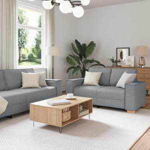 [3324609] Sofa 3 szt. Jasnoszary Tkanina lniana