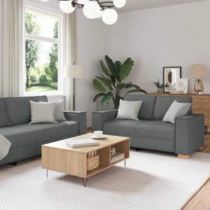 [3324610] Sofa 3 szt. Ciemnoszary Tkanina lniana