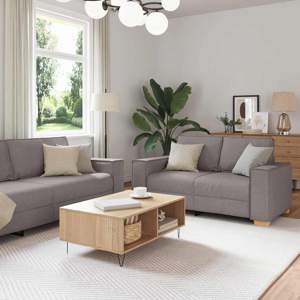 [3324615] Sofa 3 szt. Ciemnoszary Tkanina lniana
