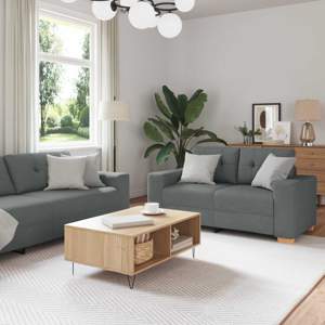 [3324629] Sofa 3 szt. Ciemnoszary Tkanina lniana